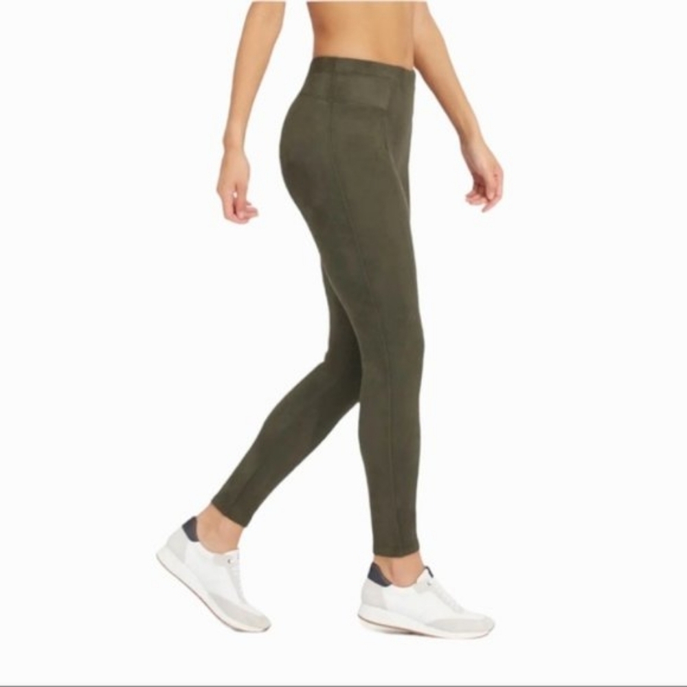 Spanx Faux Suede Leggings in Color Olive
